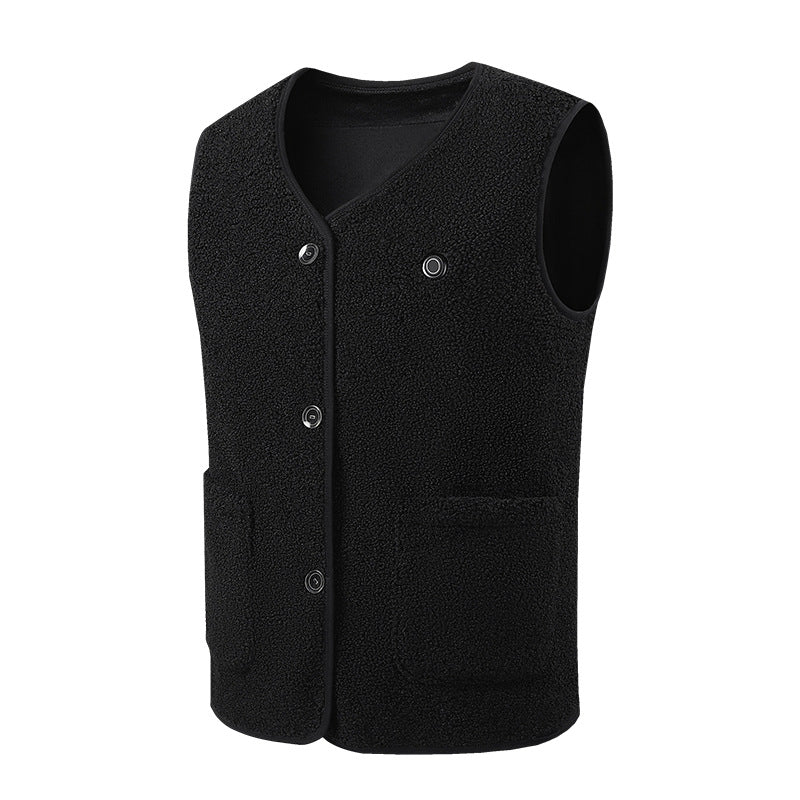 Damen Ärmellose Teddy-Fleece-Weste mit Knopfleiste und aufgesetzten Taschen Drune