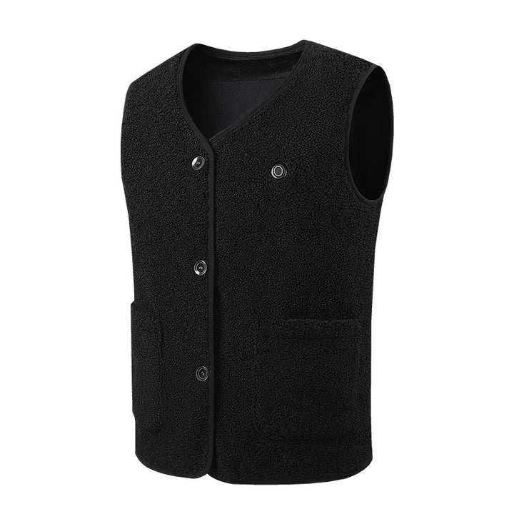 Damen Ärmellose Teddy-Fleece-Weste mit Knopfleiste und aufgesetzten Taschen Drune
