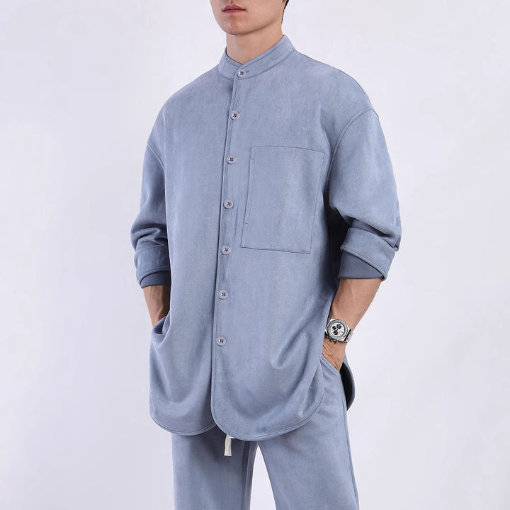 Men's Fashion Shirt with Practical Chest Pocket and Modern High Collar Lune London