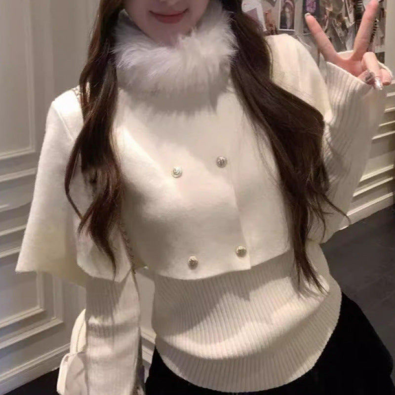 Manteau court élégant pour femmes avec col en fourrure détachable Chic & Stil
