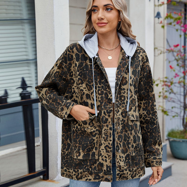 Oversized denim jacket for women with a modern leopard design and a casual fit Lune London