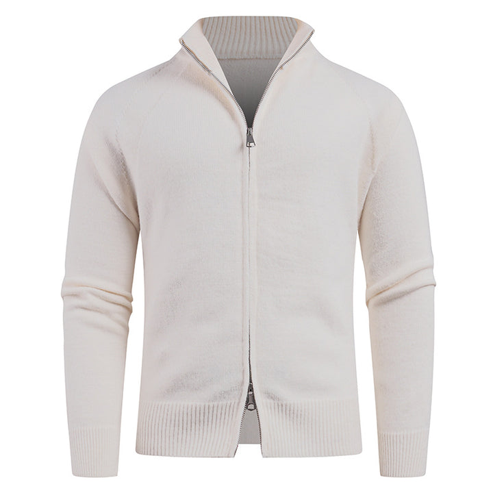 High-quality knit jacket for men with modern zip and stand-up collar Lune London