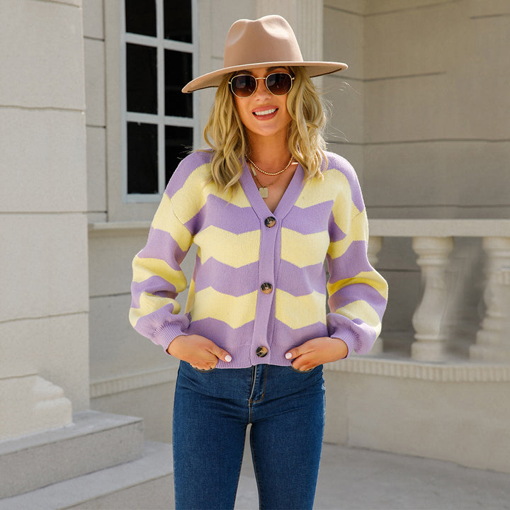 Cardigan élégant pour femme avec motif en chevron Chic & Stil