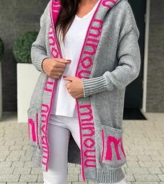 Knit jacket for women with logo print and deep pockets Lune London