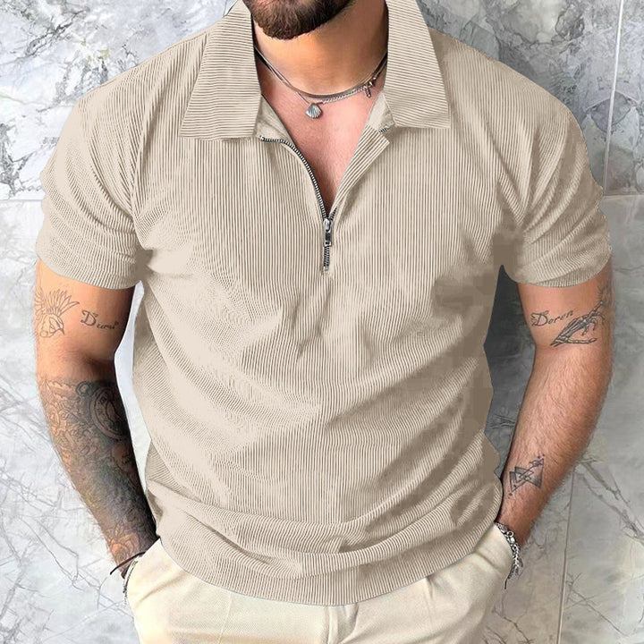 Men's polo T-shirt with modern zip closure and structured design Lune London
