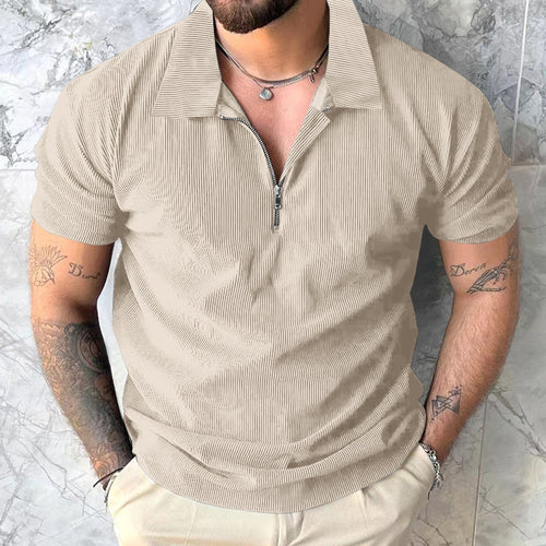 Men's polo T-shirt with modern zip closure and structured design Amarae
