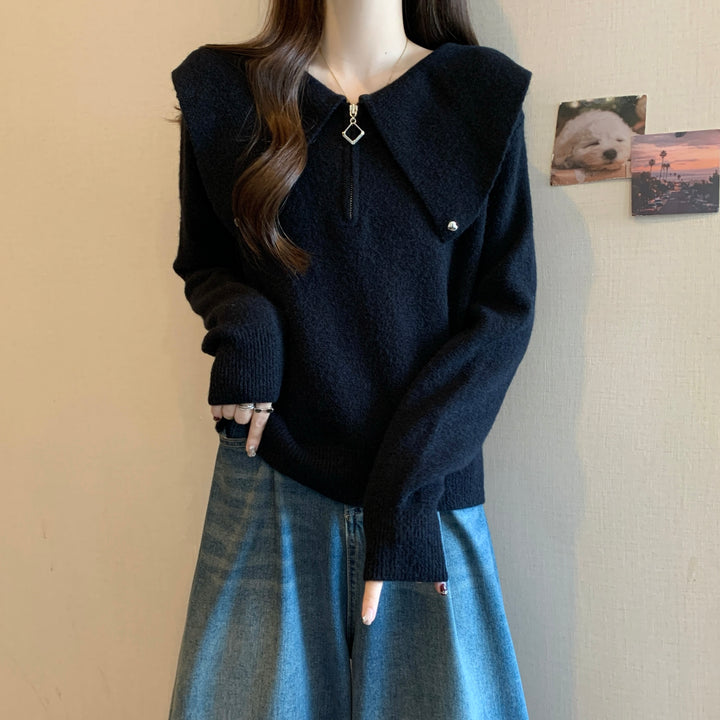 Pull femme avec col unique et zip décoratif Chic & Stil