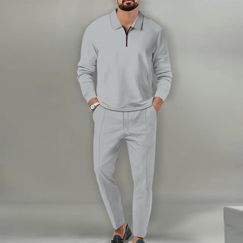 Leisure suit for men with textured sweater and trendy joggers Lune London