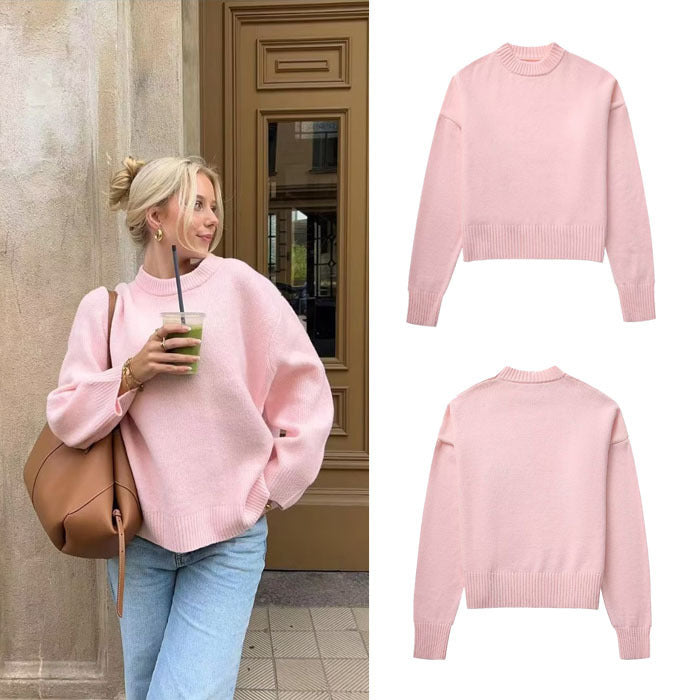 Chunky knit sweater for women with wide sleeves and a round neck Lune London
