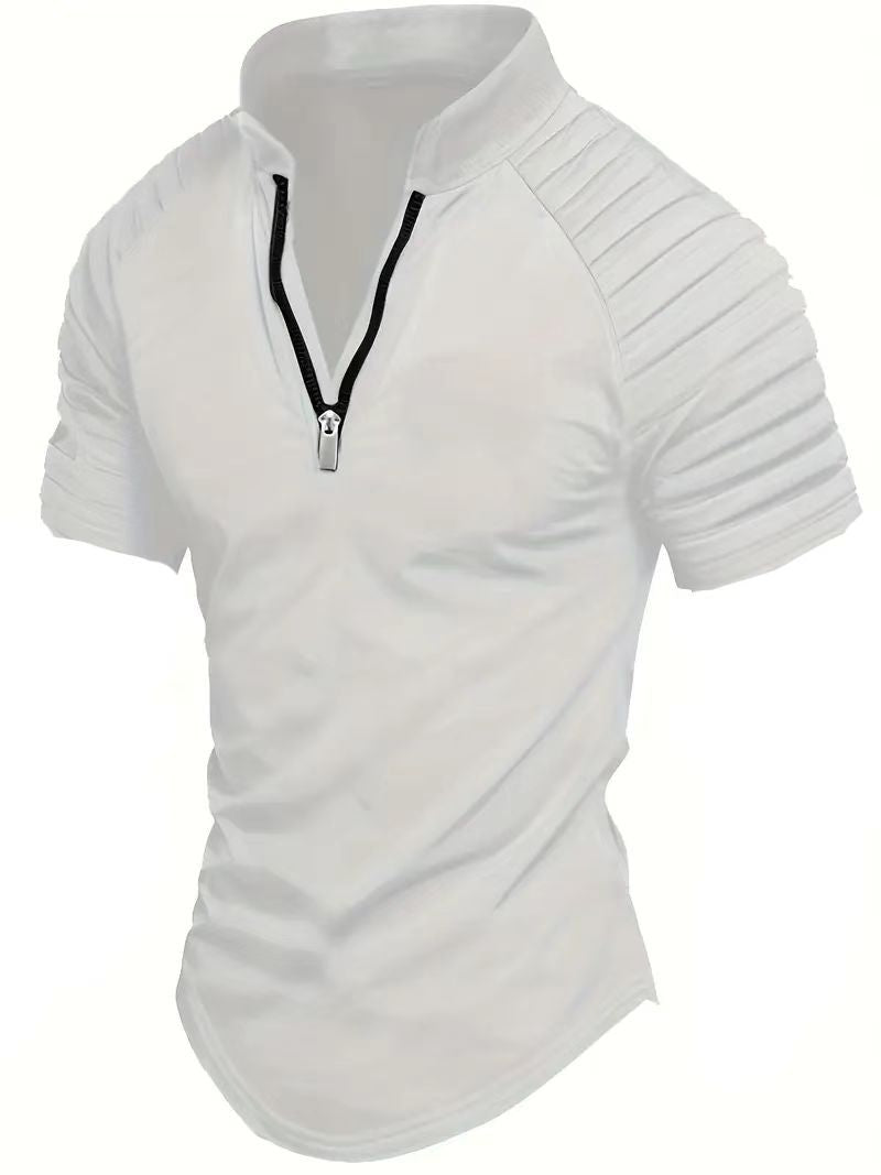 Men's sporty functional shirt with half zipper and ribbed details Lune London