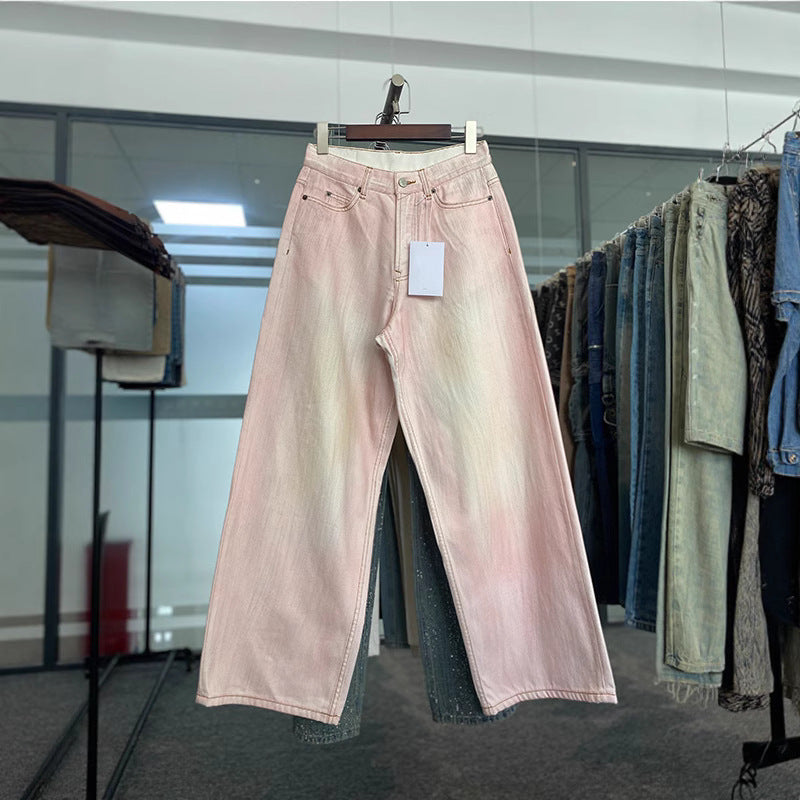 Wide leg jeans for women with high waist and unique color gradient Lune London