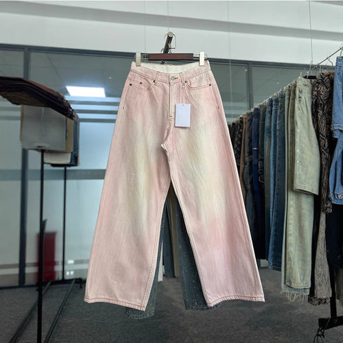 Wide leg jeans for women with high waist and unique color gradient Amarae