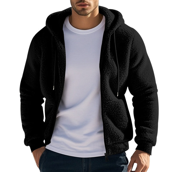 Men's Fleece Hoodie with kangaroo pocket and practical zipper Lune London
