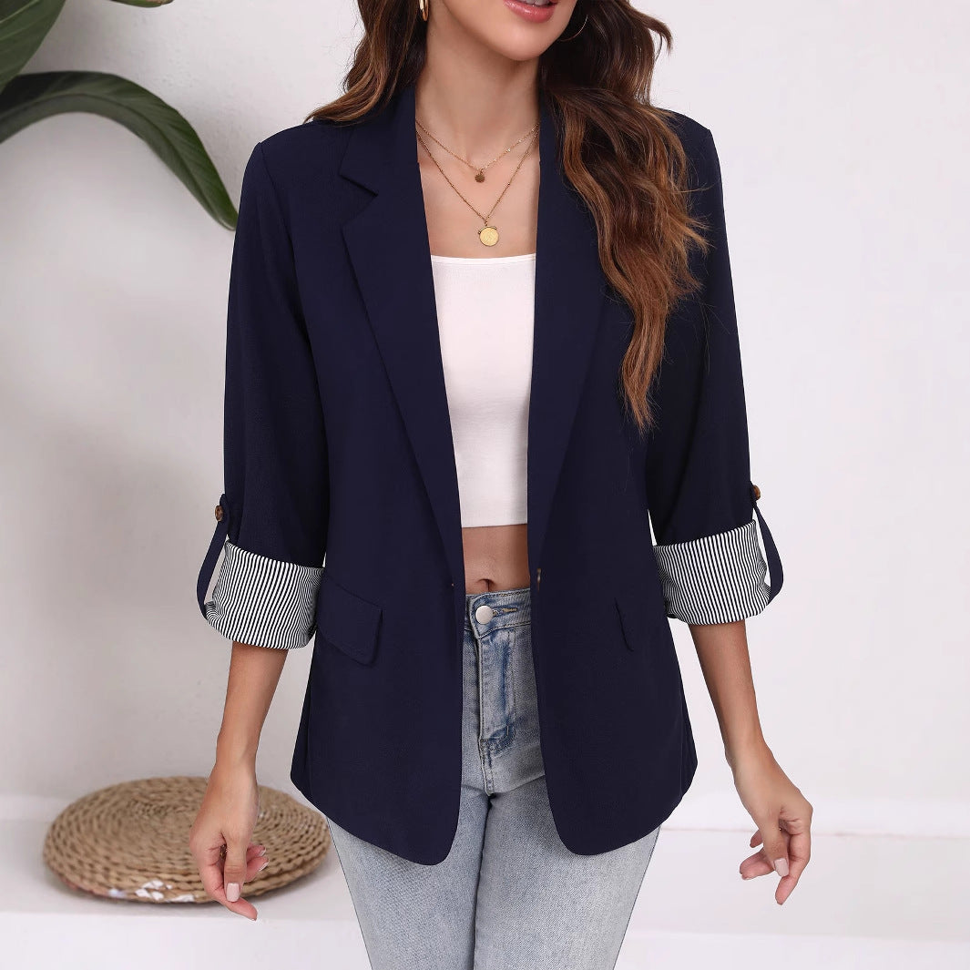 Women's elegant blazer with striped sleeves and classic cut Lune London