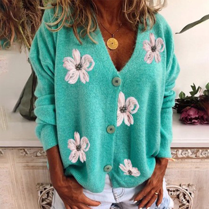 Ladies Playful Cardigan with Floral Pattern Lune London