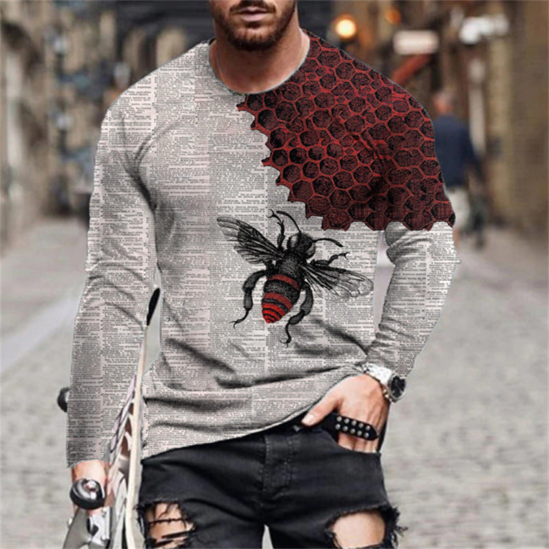 Men's long sleeve shirt with creative bee and honeycomb pattern Lune London