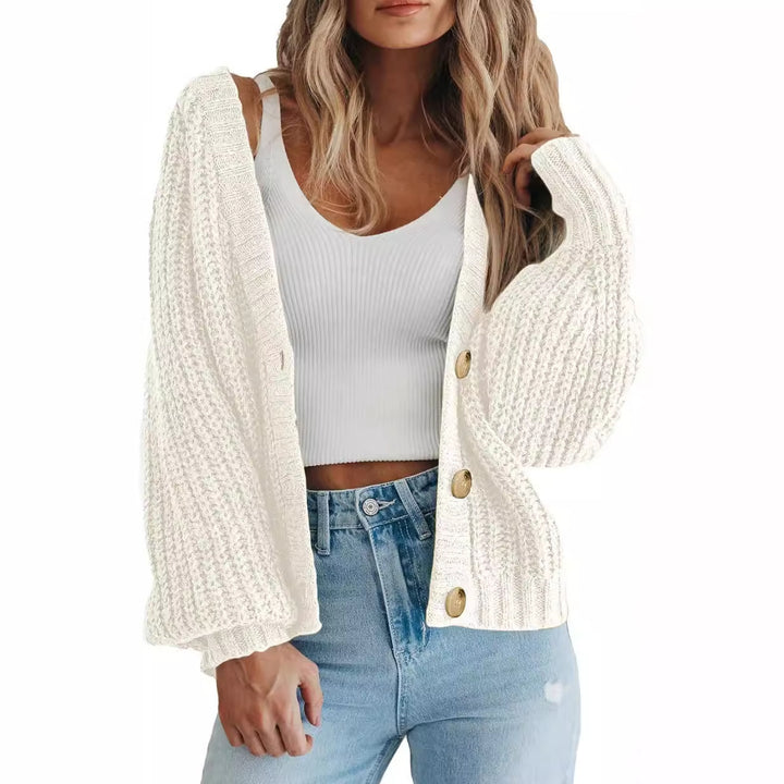 Women Oversized Knit Cardigan with Chic Button Detail and Style