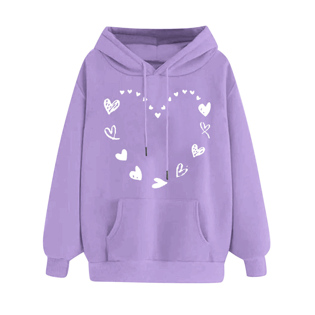 Women's hoodie with playful heart design and comfortable kangaroo pocket Lune London