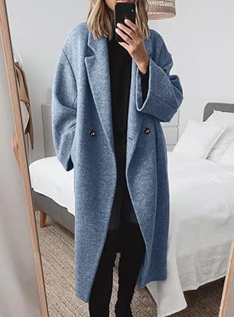 Ladies Oversized Wool Coat with Classic Lapels Lune London
