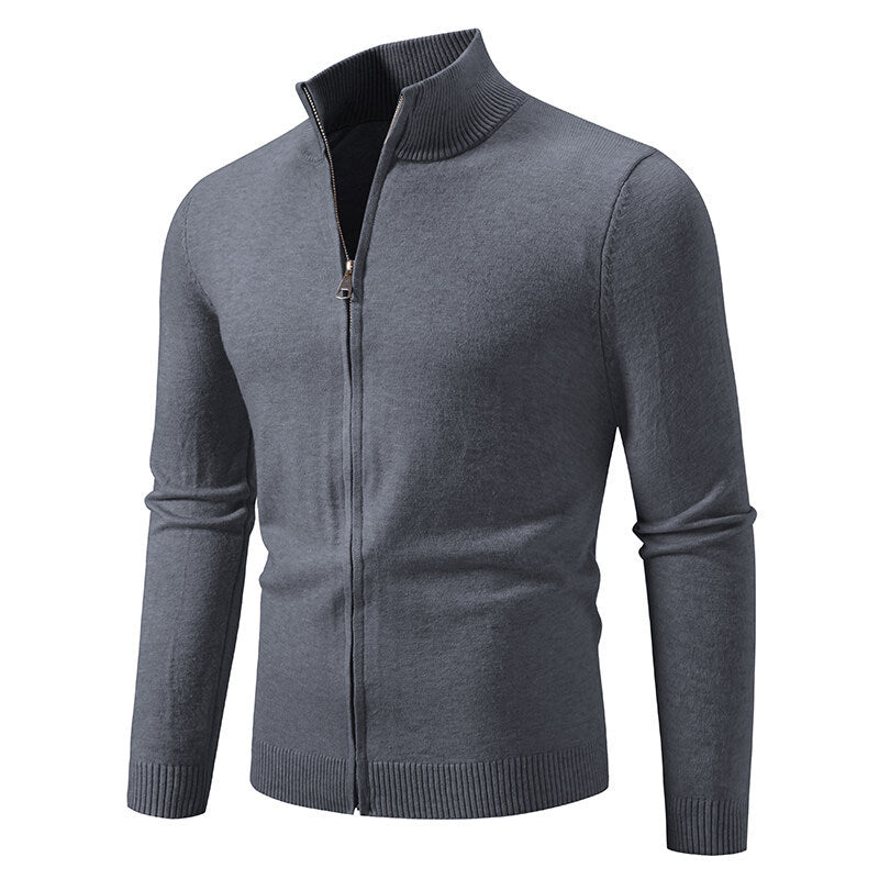 Men's knitted jacket with high collar and convenient zipper Lune London