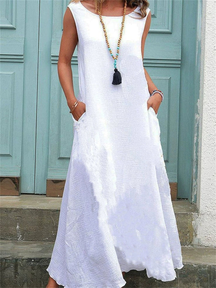 Lune London fluid maxi dress for women with side pockets