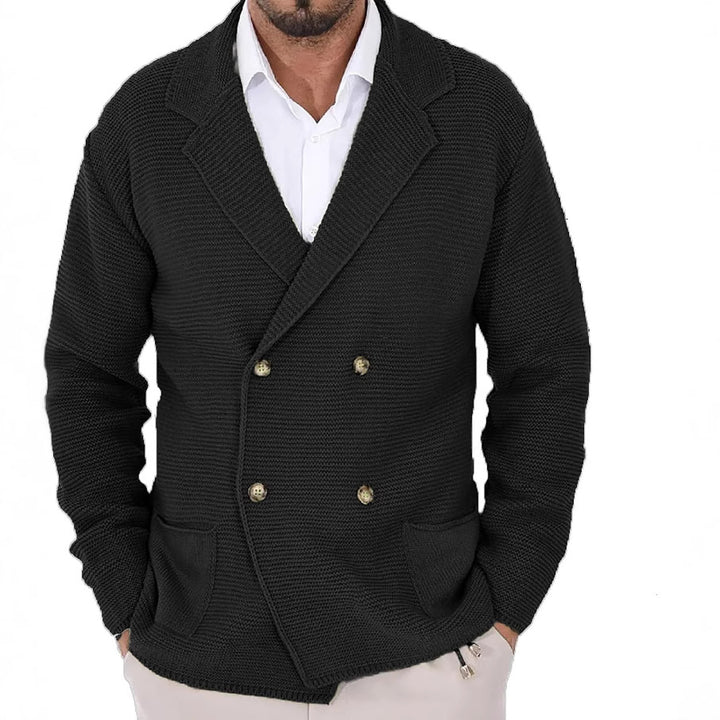 Men's knitted jacket with double breasting and modern pockets Lune London