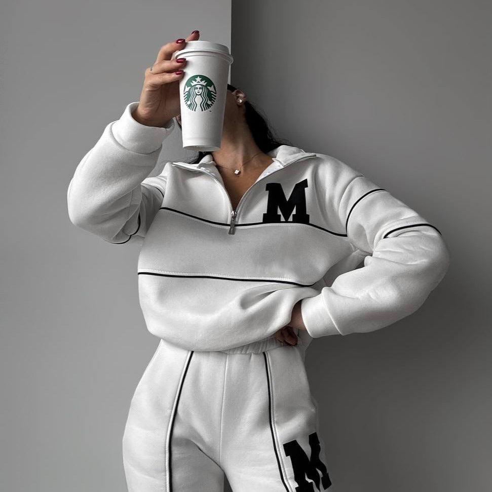 Ladies leisure tracksuit with modern vertical stripes Lune London
