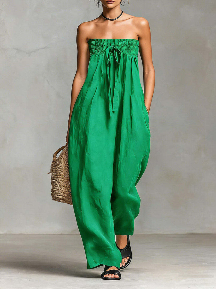 Women's Casual Jumpsuit with Elastic Top and Wide Leg Lune London