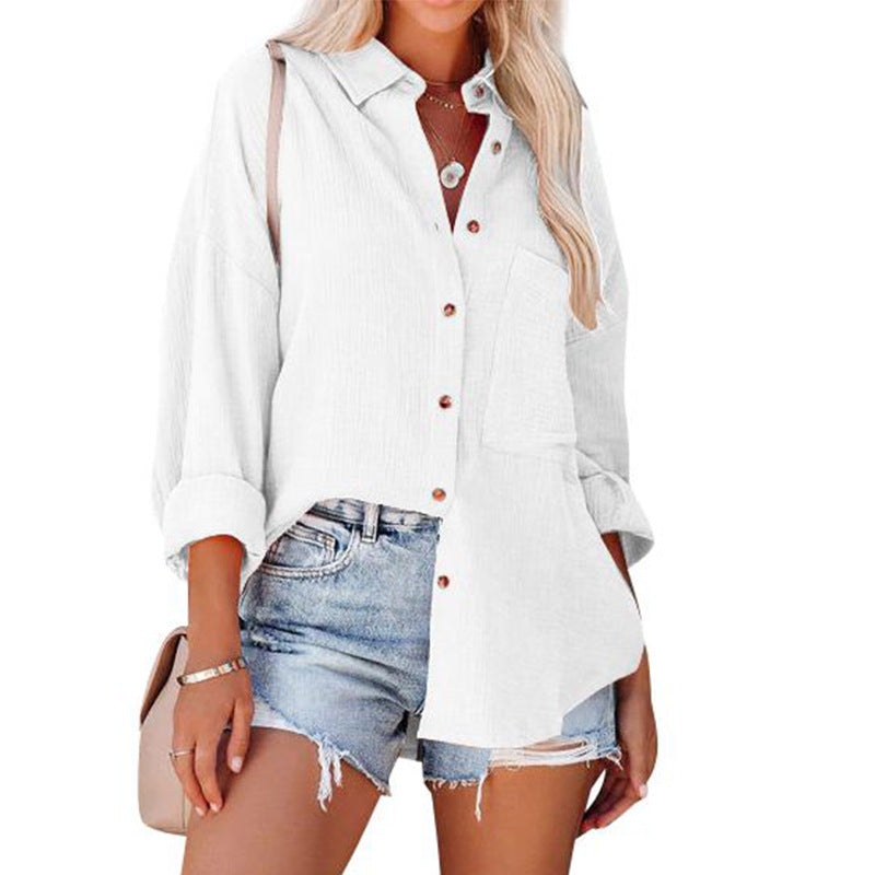 Chiffon shirt for women with wide sleeves and a practical chest pocket Lune London