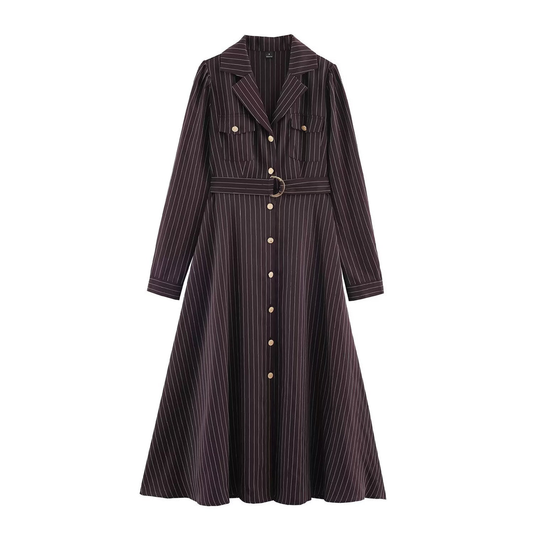 Women’s shirt dress in pinstripe look with waist belt Amarae