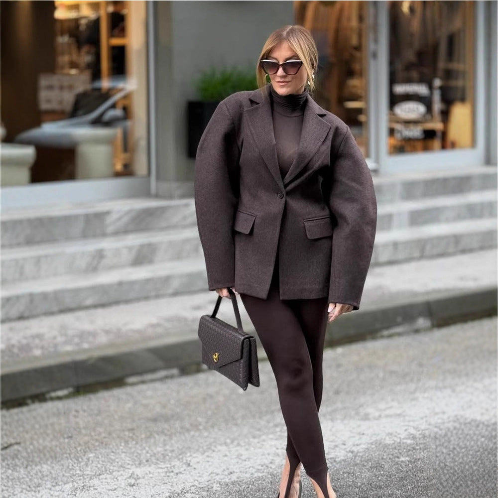 Women's Oversized Structured Blazer with Emphasized Shoulder Area and Voluminous Sleeves Amarae