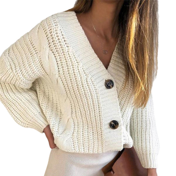 Knitted women's jacket with structured pattern and button details Lune London
