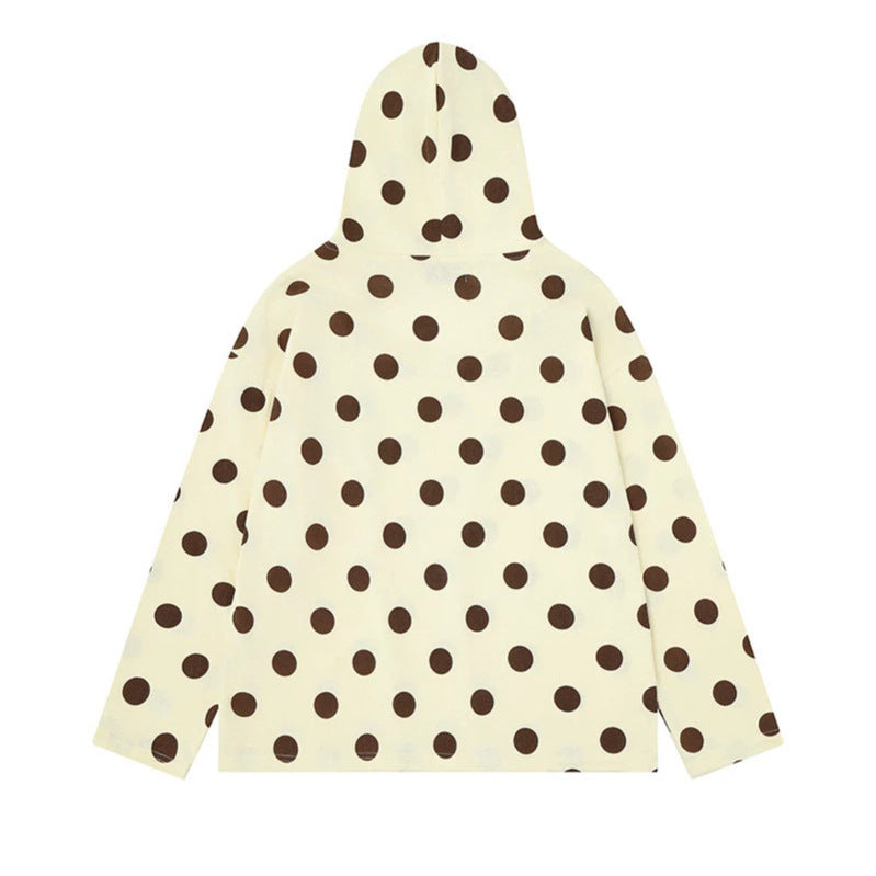 Women's lightweight hooded sweatshirt with all-over polka dot print, drawstring and relaxed fit Amarae