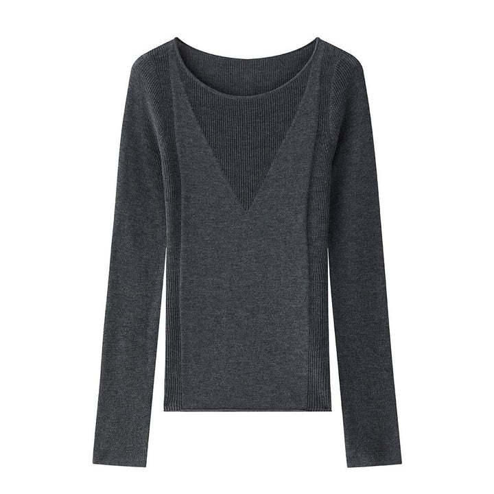 Women's Fitted Fine Knit Long Sleeve with Wide Boat Neck