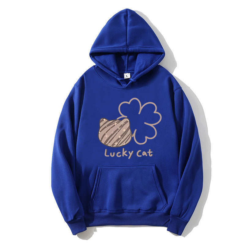 Women's hoodie with creative cat design and lucky motif Chic & Style