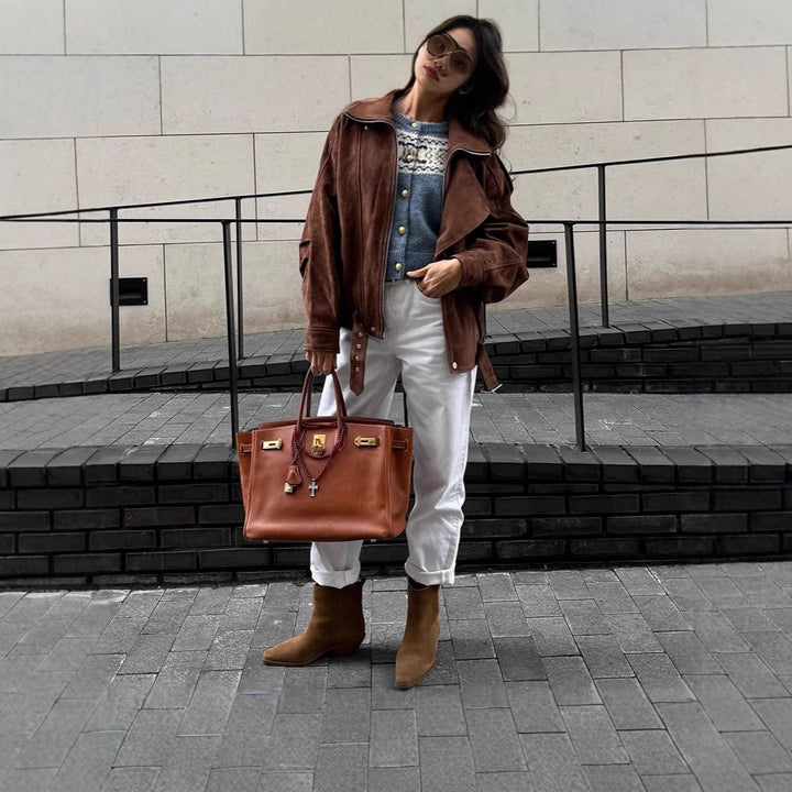 Fashionable suede jacket for women with a modern design Lune London