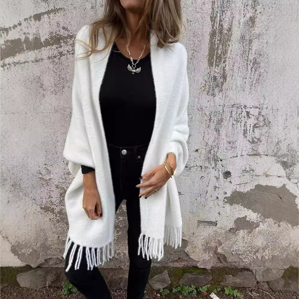 Knit coat for women with fringes Lune London