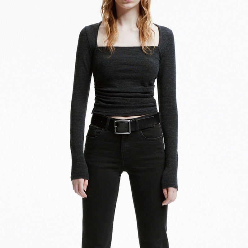 Haut à manches longues pour femmes avec décolleté carré et coupe ajustée Chic & Stil