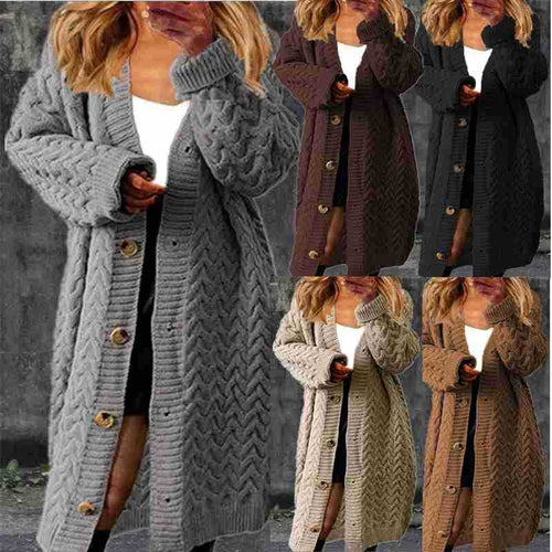 Chunky knit cardigan for women with elegant button details and a structured design Amarae
