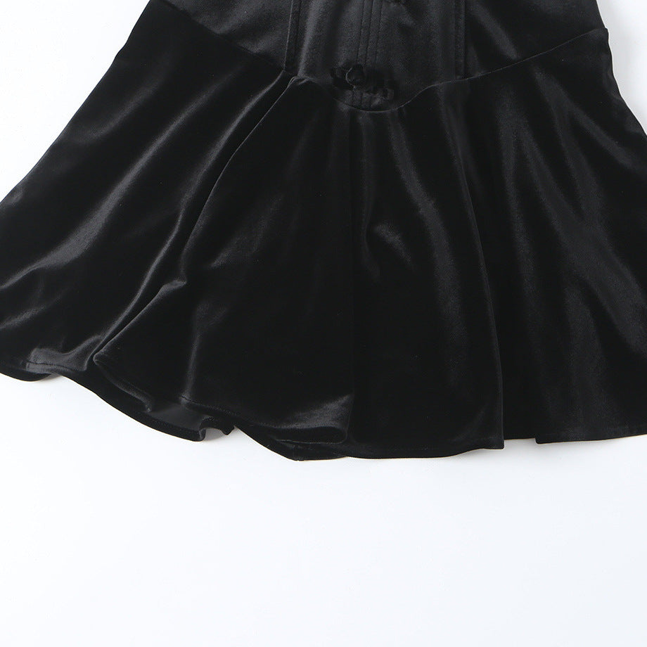 Women's velvet mini dress with tailored corset look and flared skirt Amarae