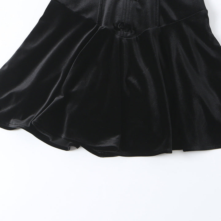 Women's velvet mini dress with tailored corset look and flared skirt Amarae