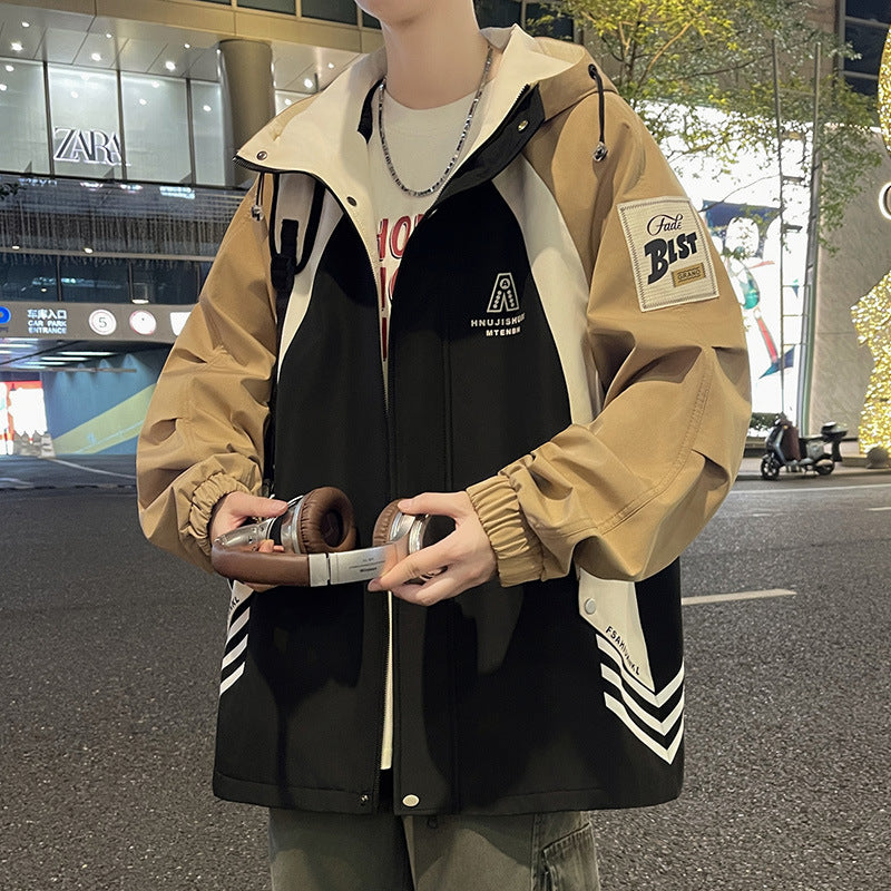 Urban transition jacket for men with adjustable hood Lune London