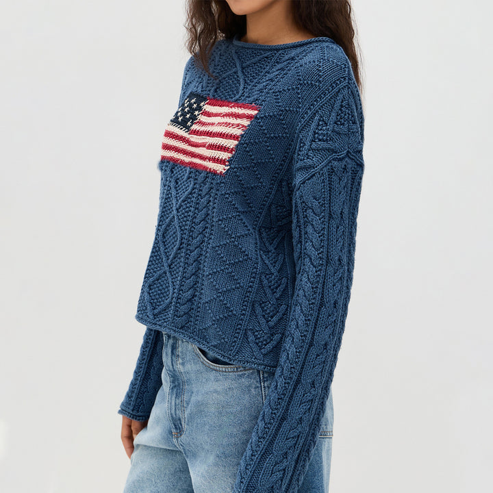 Knit sweater for women with American flag design Lune London