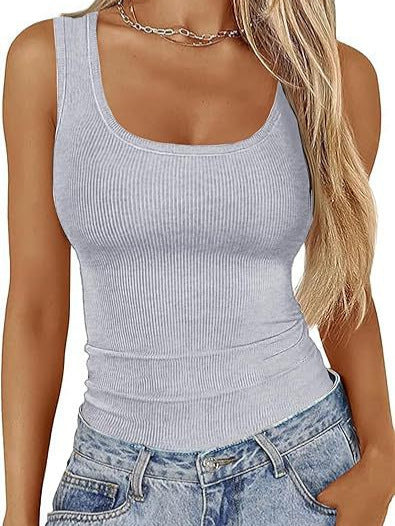 Women's fitted rib top with wide straps and comfortable finish Lune London