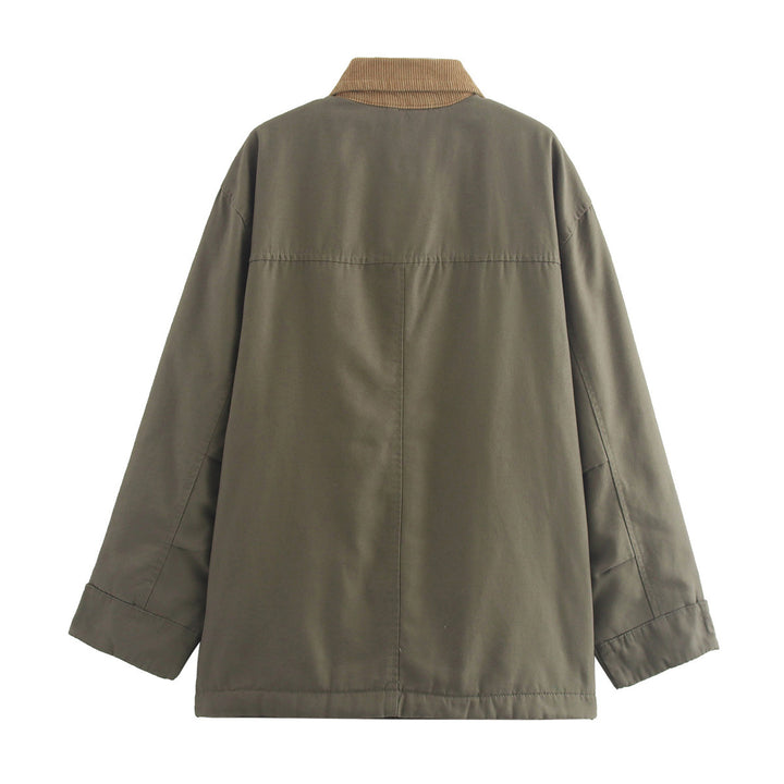 Casual utility jacket for women with chic velvet collar and practical pockets Lune London