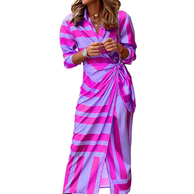 Midi dress for women with an elegant draped design and a structured pattern Lune London