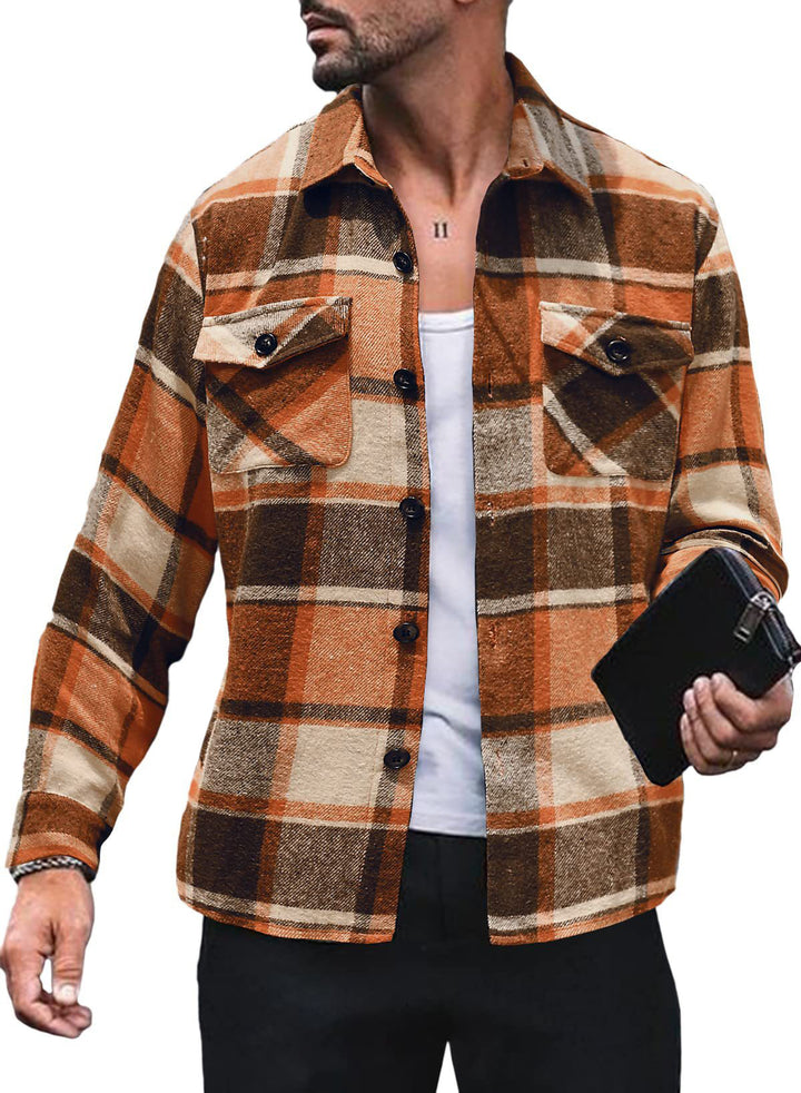 Men's flannel shirt with checkered pattern and functional pockets Lune London