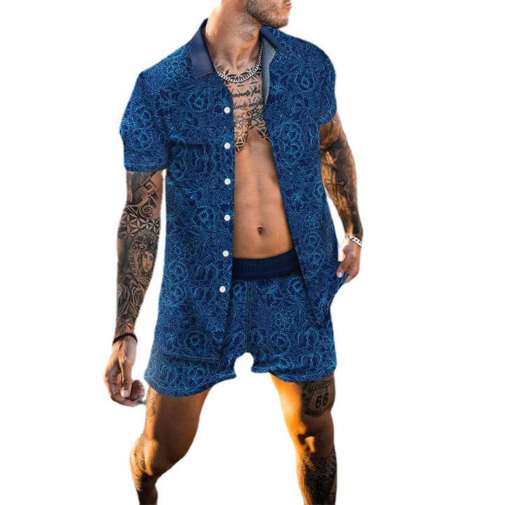 Men's Floral Print Short Sleeve Holiday Set Amarae