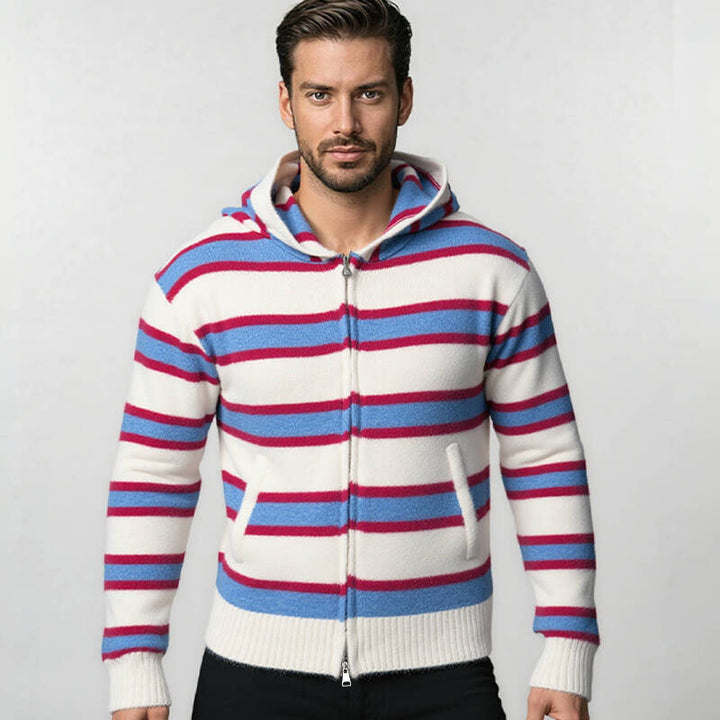 Striped hooded jacket for men in soft material Lune London