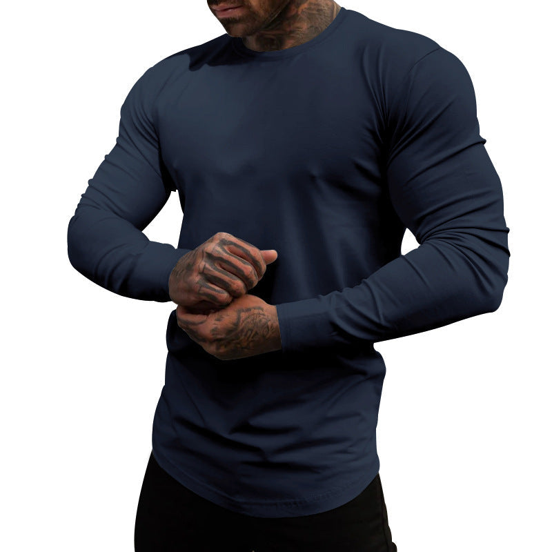 Men's Long-Sleeve Shirt Made Of Soft Stretchy Cotton Blend with Round Neckline Lune London